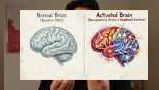 An image showing a 'normal brain' on the left and an 'activated brain' with highlighted neural connections on the right, illustrating neuroplasticity and its enhanced state.