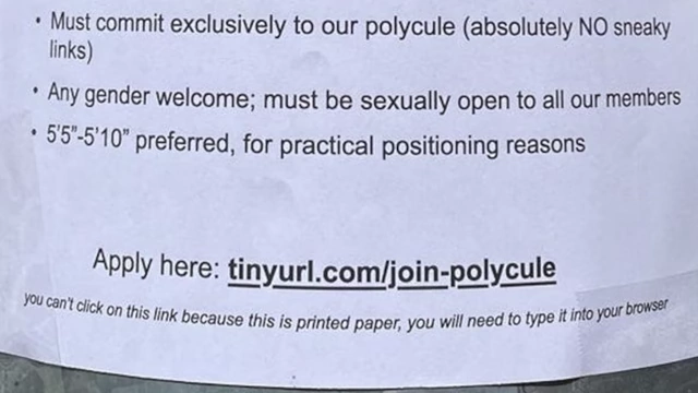 The application link printed on the polycule poster