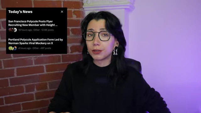 News headlines showing the San Francisco polycule application trending