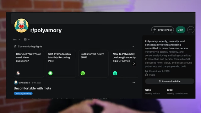 A screenshot of the r/polyamory subreddit