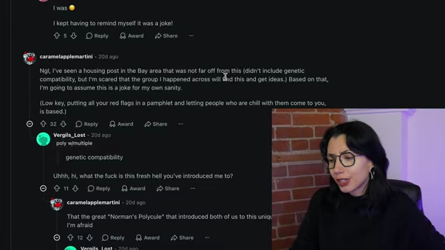 Reddit comments discussing the polycule ad, including concerns about genetic compatibility