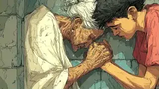 A grandmother embracing a child, representing the deep, foundational emotional bond known as "Mo Jong."