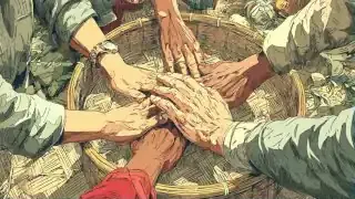 Hands in a circle, representing collaborative fandom practices and the collective dynamic mirroring the Wuri structure.