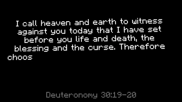 Bible verse Deuteronomy 30:19-20: Moses' call to choose life and blessing over death and curse.