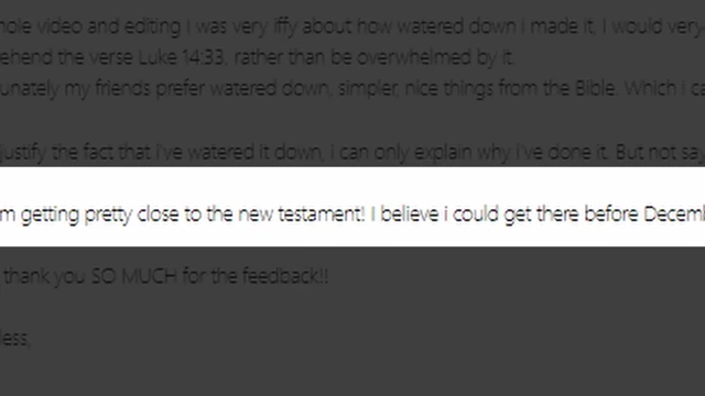 CringyGull explaining he is close to finishing the Old Testament.