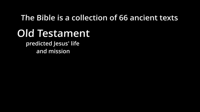 Infographic explaining the Bible's structure: 66 ancient texts, split into Old and New Testaments.