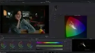 DaVinci Resolve Color Warper interface showing hue and saturation adjustments for different color points, including skin tones.