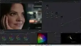 Close-up of the model's face showing the effect of softening the digital image.