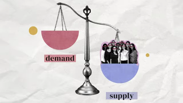 An illustration showing an imbalance with low demand and high supply, indicating a niche with insufficient market interest.