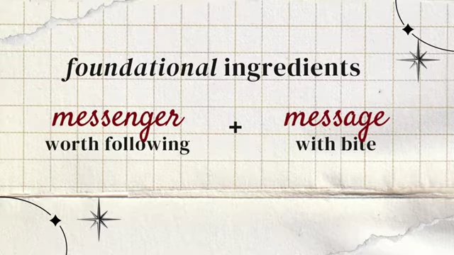Illustration showing two puzzle pieces fitting together: 'messenger worth following' and 'message with bite', representing the foundational ingredients for a successful movement.