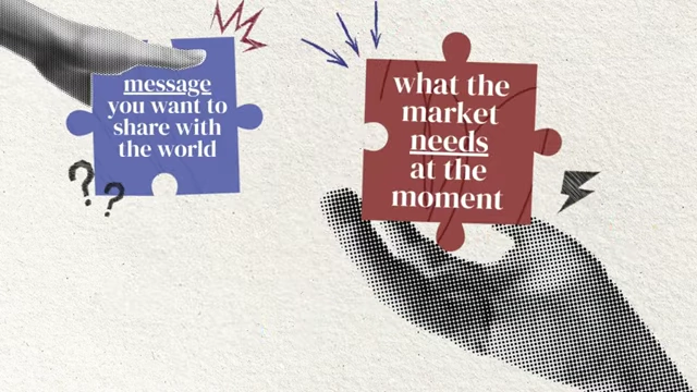 Puzzle pieces representing 'message you want to share with the world' (push) and 'what the market needs at the moment' (pull), illustrating their ideal connection.