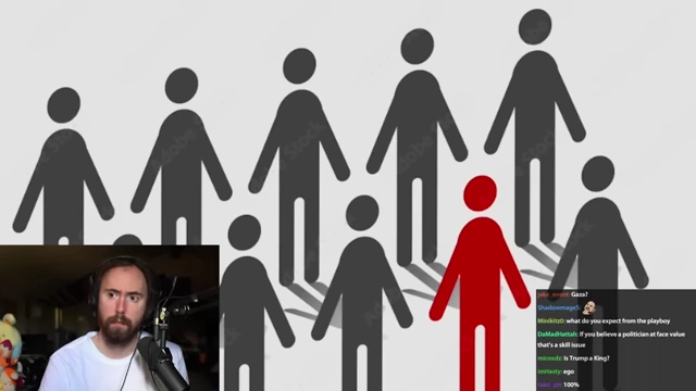 Chart showing public opinion, with one red figure representing supporters and multiple black figures representing opponents