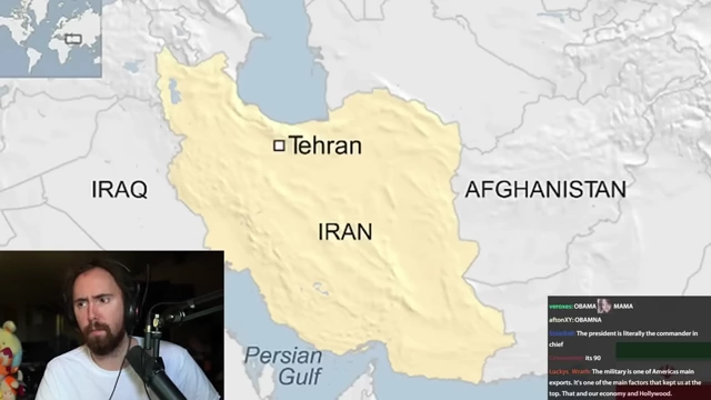 Map of Iran and its surrounding countries (Iraq, Afghanistan)