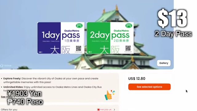 Osaka Metro Pass Price for 2-Day Pass