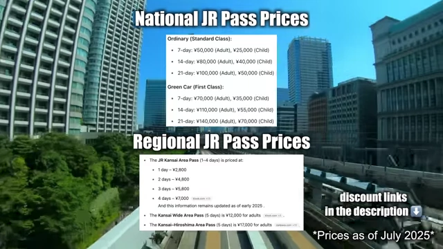 National and Regional JR Pass Prices