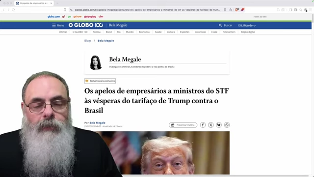 News article detailing businessmen's appeals to STF ministers about impending US tariffs against Brazil