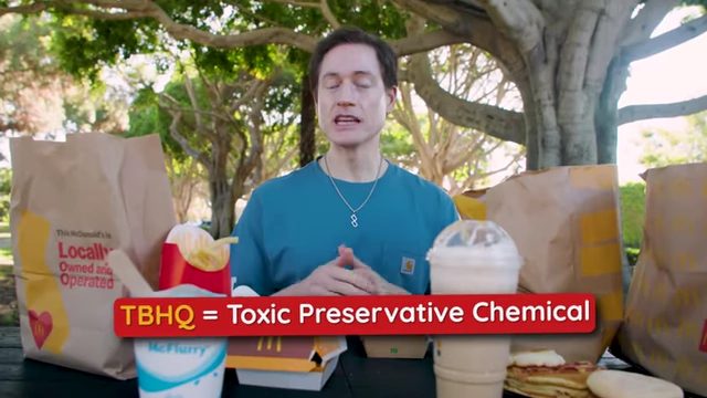 A text graphic stating "TBHQ = Toxic Preservative Chemical".
