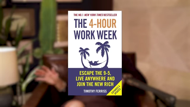 The book cover for "The 4-Hour Work Week" by Timothy Ferriss, promoting escaping the 9-5 and living anywhere.