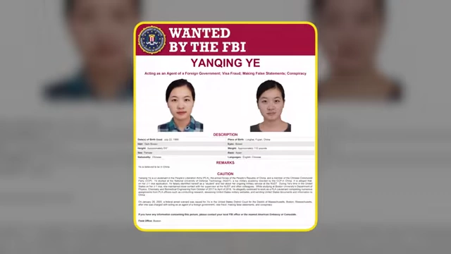 FBI wanted poster for Yangqing Ye, a Chinese military officer who posed as a student
