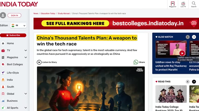 Article on China's "Thousand Talents Plan" as a strategy to win the tech race