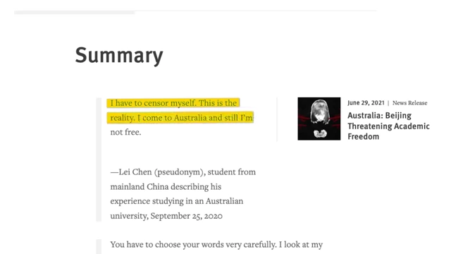 A Chinese student's quote on self-censorship while studying abroad