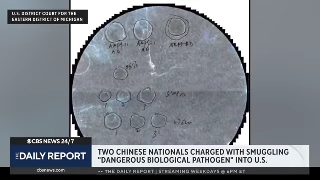 Evidence from a case where Chinese nationals were charged with smuggling dangerous biological pathogens