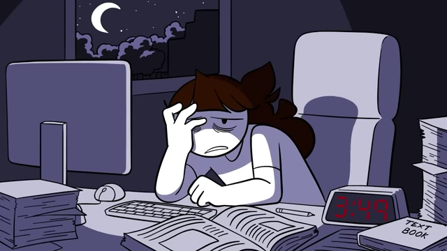 Jaiden struggling to work late at night.