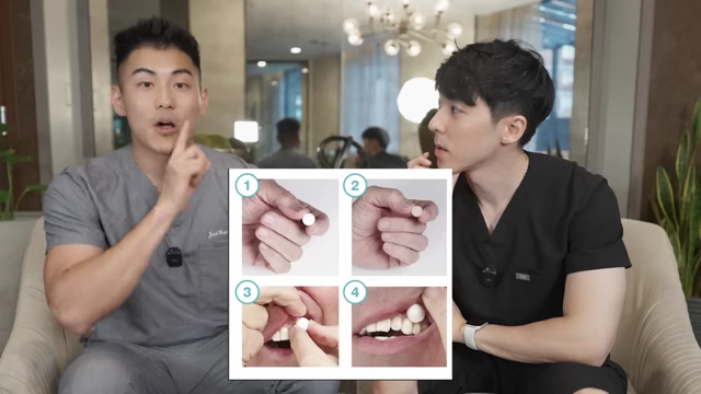 Steps to place a xylitol mint on the gumline for slow release to stimulate saliva