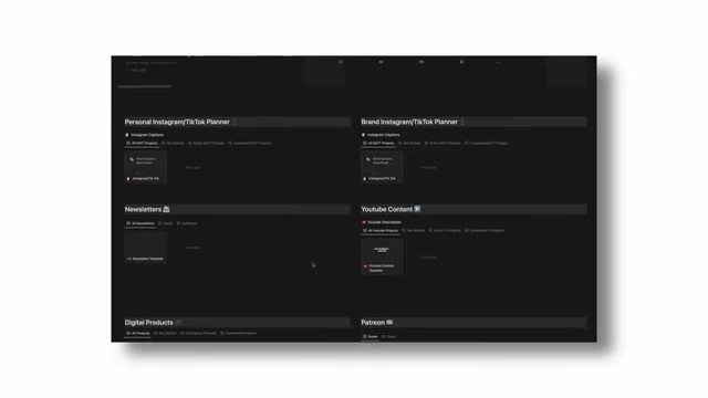 Joel's Notion content planner template for organizing Instagram and YouTube content