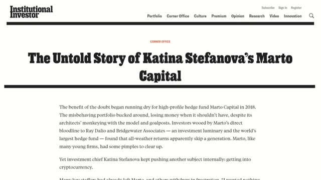 Article on "The Untold Story of Katina Stefanova's Marto Capital"