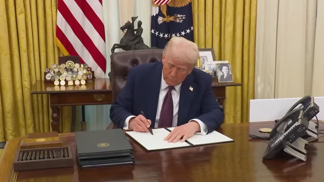 President Trump signing an executive order to allow private equity firms into 401(k)s.