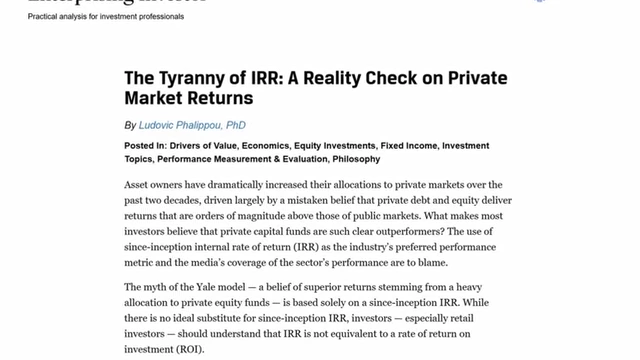 An article from the CFA Institute further elaborates on how since-inception IRR is not a true economic rate of return.