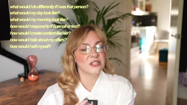 A list of questions is displayed on the screen, starting with "what would I do differently if I was that person?"