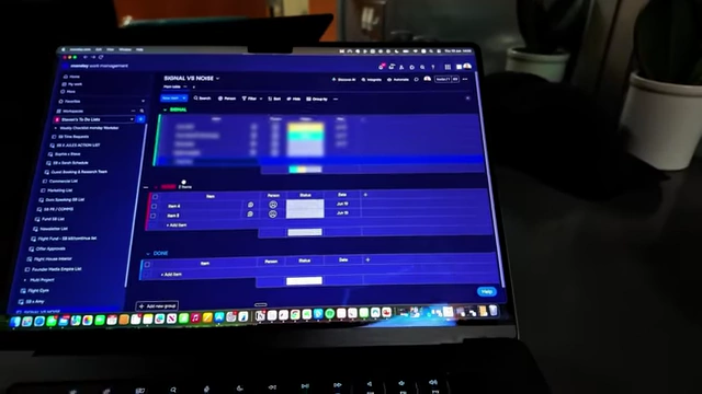 Steven Bartlett's digital task management system, showing signal and noise task columns.