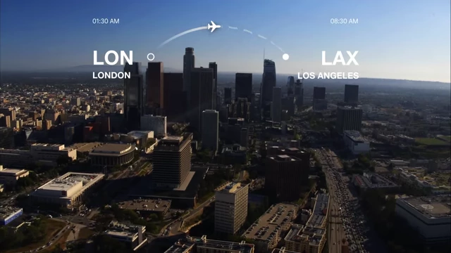 Steven Bartlett's flight route from London to Los Angeles, symbolizing Flight Story's expansion into the US market.