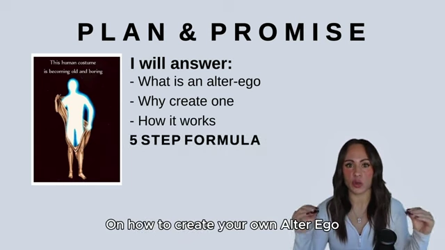 An outline of the video's content, promising to explain what an alter-ego is, why to create one, how it works, and a 5-step formula for creation.