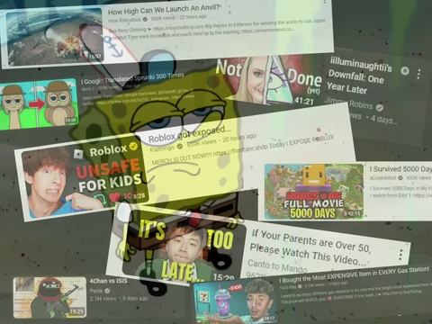 A chaotic collage of various clickbait and sensationalized YouTube thumbnails, illustrating the overwhelming and often low-quality content leading to viewer apathy.