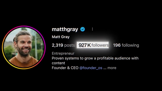 Matt Gray's Instagram profile showing 927K followers
