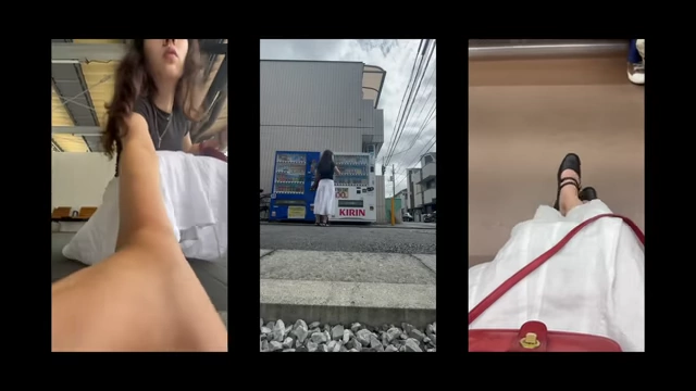 Speaker wearing a long linen skirt while getting a drink in Japan