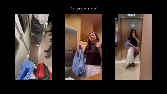 The Shupato bag being used for shopping while traveling