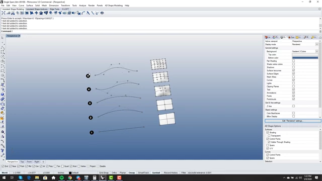 Overview of curves and surfaces from degree 1 to 5, showing the N+1 control point rule