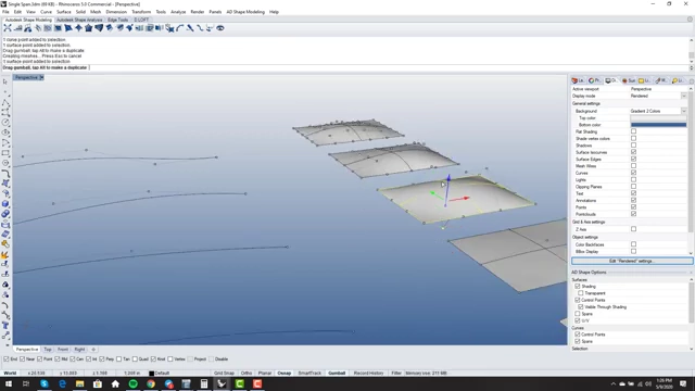 Moving a control point on a single-span surface, demonstrating smooth propagation of the edit across the entire surface