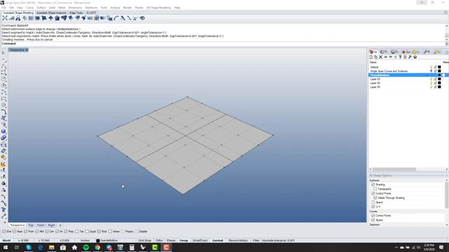 A single-span surface after a match operation, demonstrating smooth propagation of changes across the entire surface