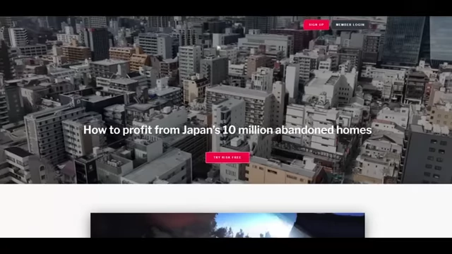 A website promoting a course on "How to profit from Japan's 10 million abandoned homes."