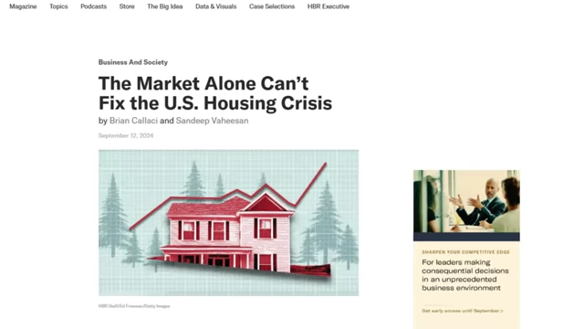 An article headline discussing the ongoing housing crisis in the U.S.