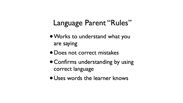 A slide listing the four rules for a language parent
