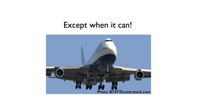 A large airplane demonstrates that heavy objects can fly