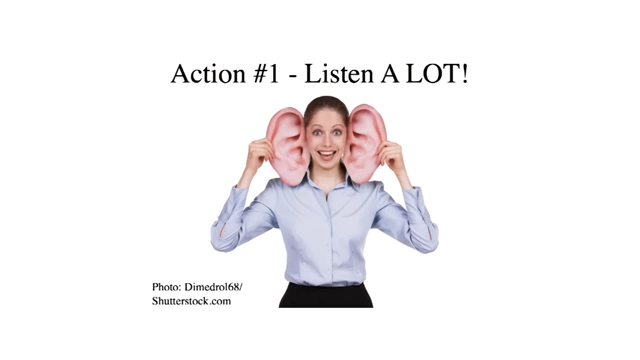A woman with comically large ears, symbolizing the act of listening a lot