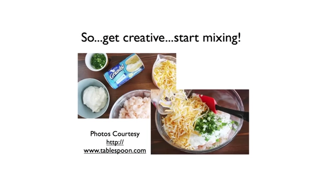 A visual of various ingredients being mixed in a bowl, representing getting creative and mixing language elements
