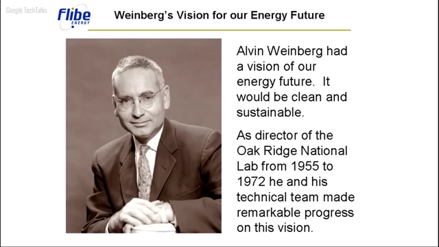 Alvin Weinberg's vision for a clean and sustainable energy future